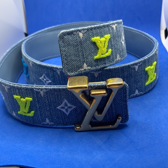 Rare Louis Vuitton Monogram Denim New Wave Belt - Picture 1 of 12